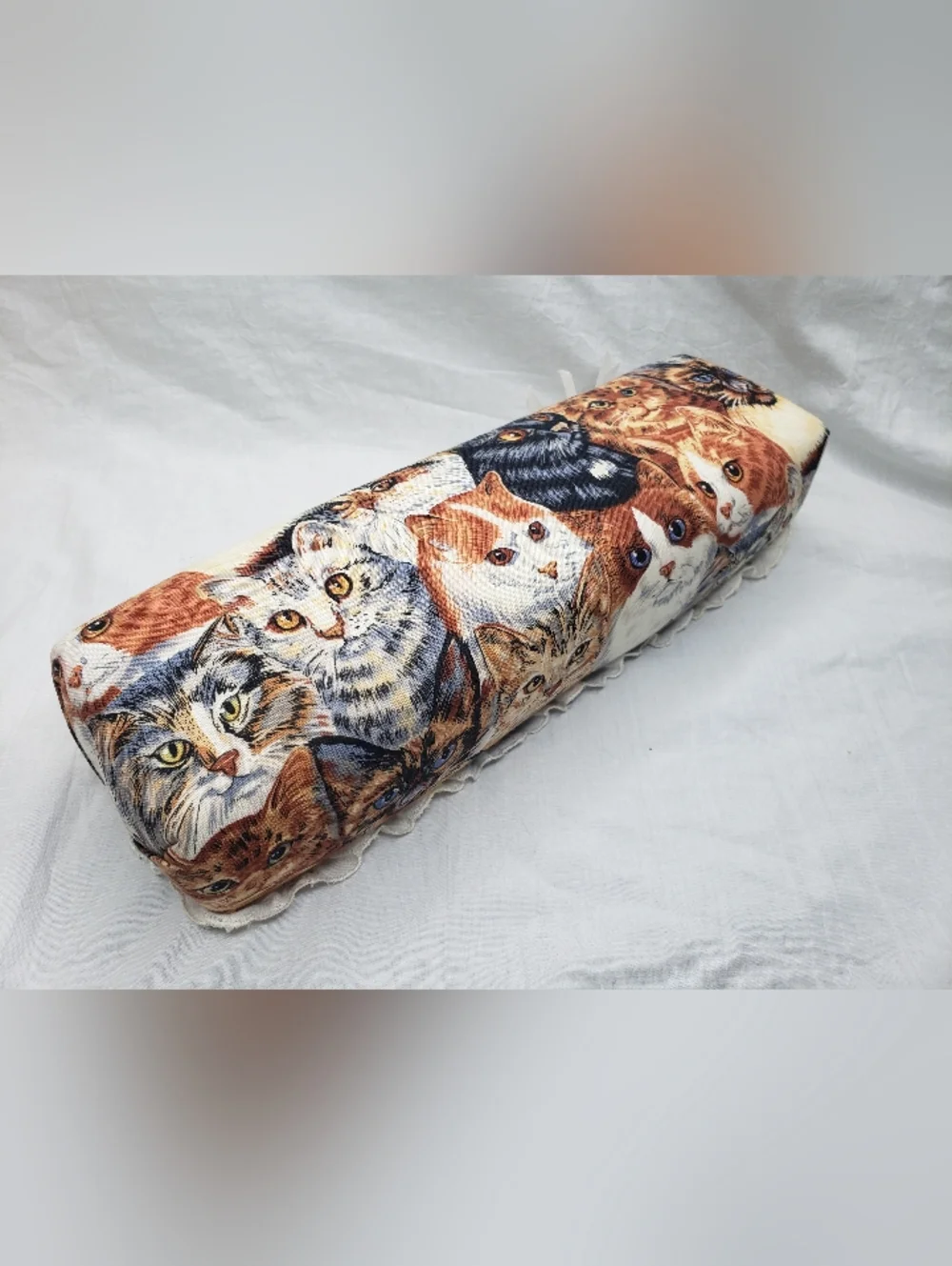 Vintage Handmade Fabric And Plastic Divided Makeup Organizer